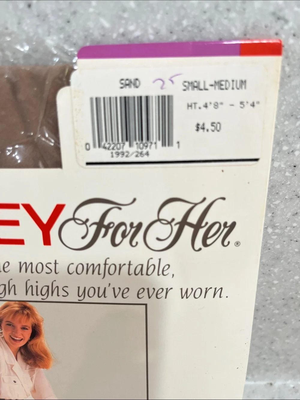 Vtg 1991 JOCKEY For Her Thigh High Stockings Hosiery SAND S/M Sandalfoot NIP